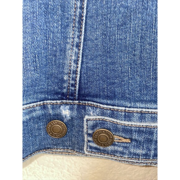 new Mavi Jeans Samantha Crop jean jacket Distressed S Y2k 90s goth grunge - Picture 9 of 12